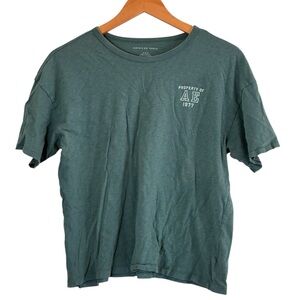 American Eagle | Green AE logo cotton basic crewneck soft casual tee shirt